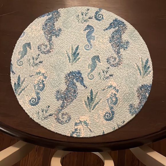 N/A Other - Seahorse Thalassophile Placemats Set of 2 Round 15” Mats